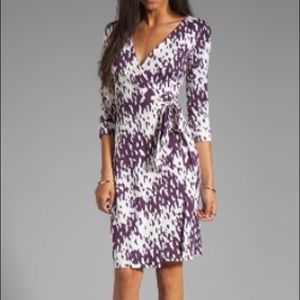 DVF silk wrap dress in Shadow Forest Purple